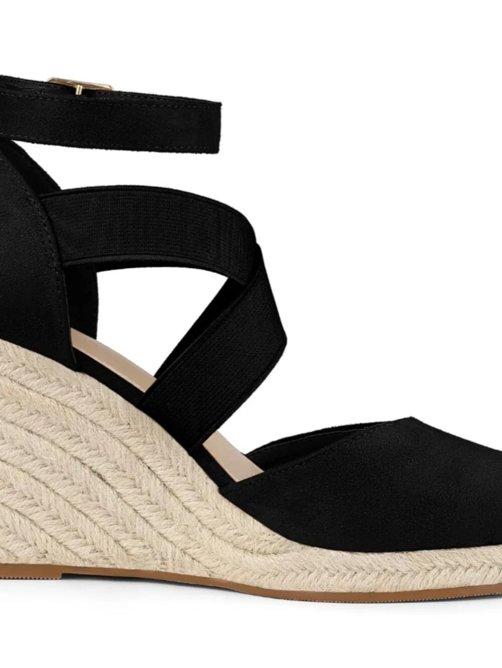 NEW Black Espadrilles Wedges Sandals Size 7